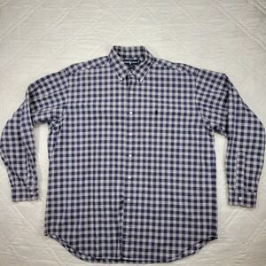 Ralph Lauren Blake 100%‎ cotton blue plaid long sleeve dress shirt men's XL